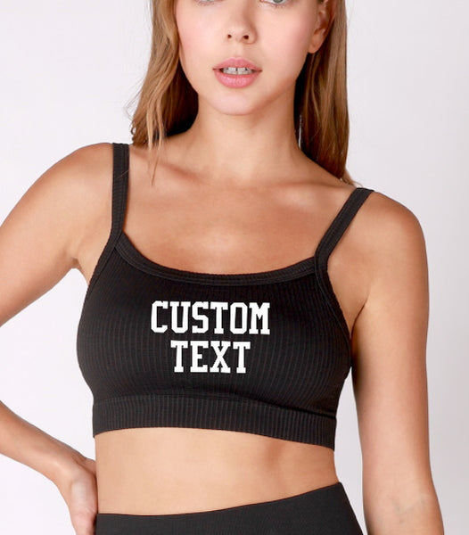 Custom Single Color Text Game Day Bralette (Available in 14 Colors) –  Gameday Bae