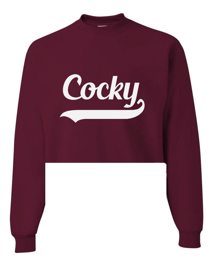 Cocky Raw Hem Cropped Sweatshirt