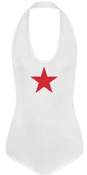Big Red Star Halter Bodysuit (Available in 2 Colors) – Gameday Bae