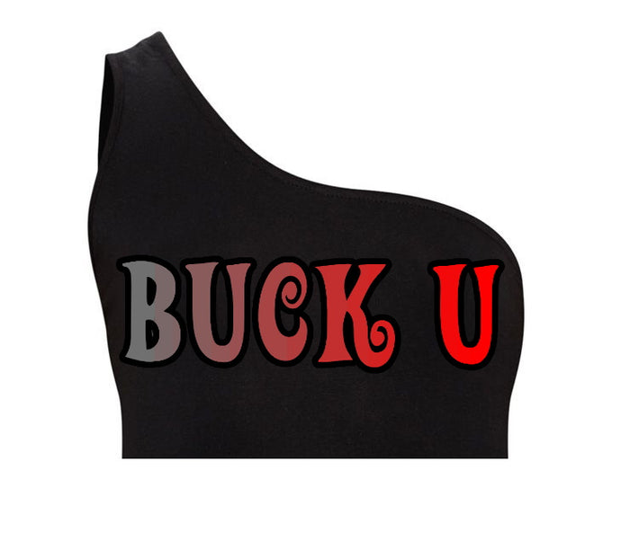 Buck U One Shoulder Ribbed Crop Top (Available in 2 Colors)