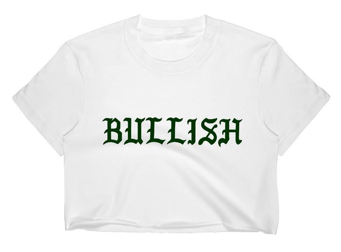 Bullish Old English Raw Hem Cropped Tee