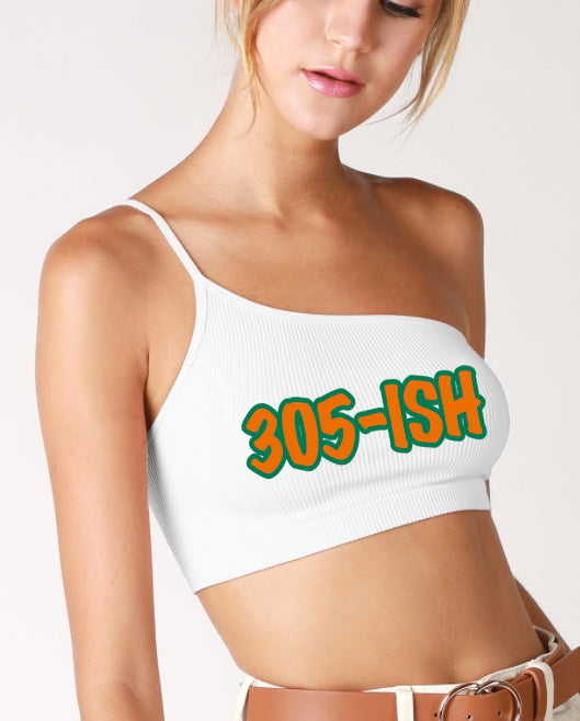 305-ish Seamless One Shoulder Ribbed Crop Top (Available in 2 Colors) –  Gameday Bae