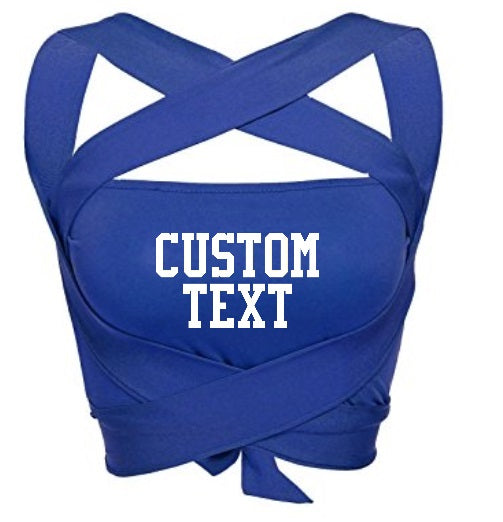 Custom Single Color Text Royal Blue Multiway Wrap Bandeau