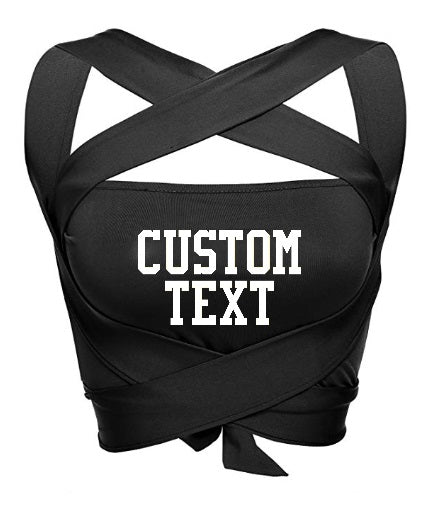 Custom Single Color Text Black Multiway Wrap Bandeau