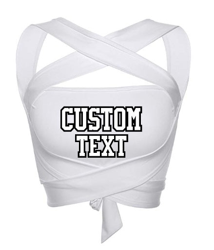 Custom Double Color Text White Multiway Wrap Bandeau