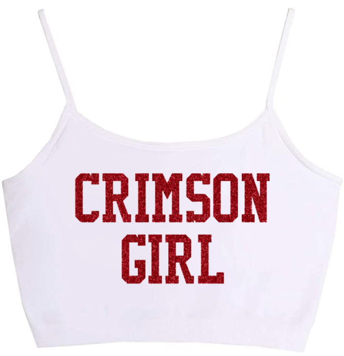 Crimson Girl Glitter Seamless Crop Top (Available in 2 Colors)