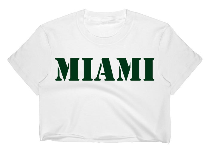 Miami Raw Hem Crop Tee (Available in 2 Graphic Colors)