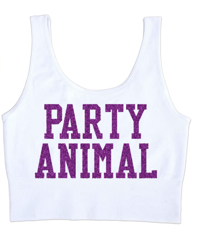 Party Animal Glitter Seamless Tank Crop Top (Available in 2 Colors)