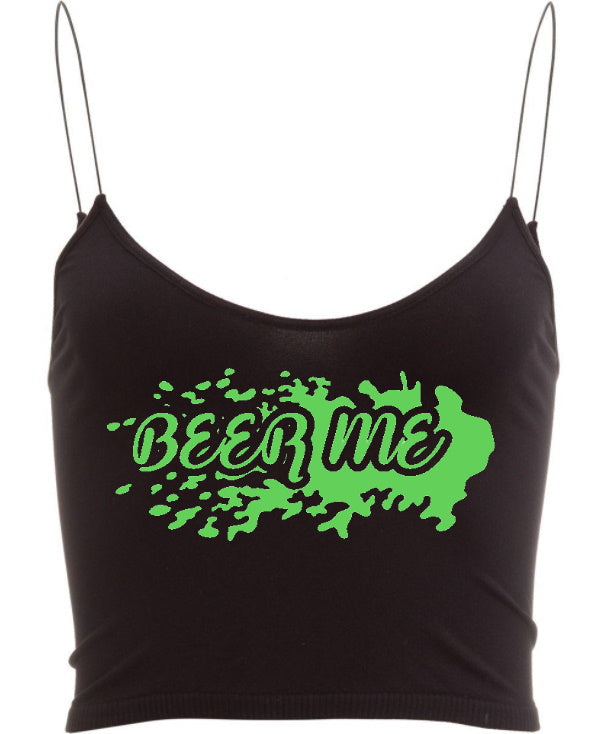 Beer Me Seamless Ribbed Skinny Strap Crop Top (Available in 2 Colors)