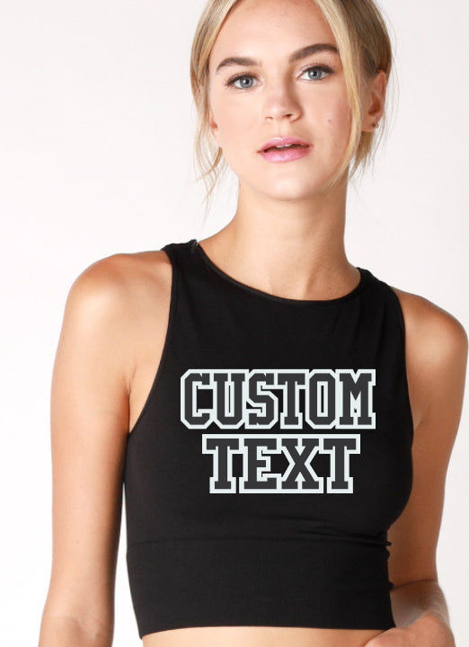 Custom Double Color Text Hayley Seamless Brami Crop Top (Available in 6 Colors)