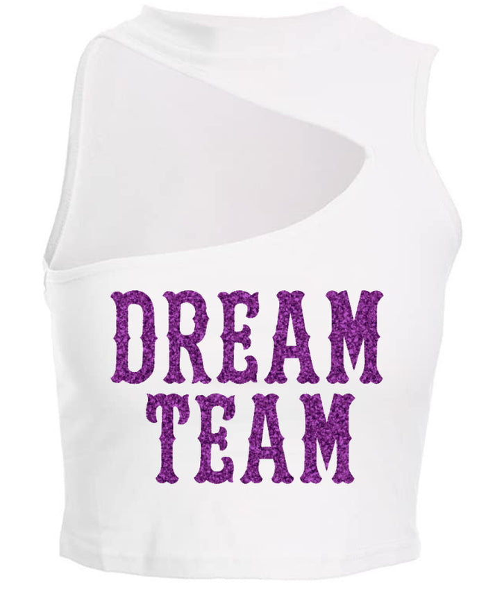 Dream Team Glitter Cut Out Ribbed Crop Top