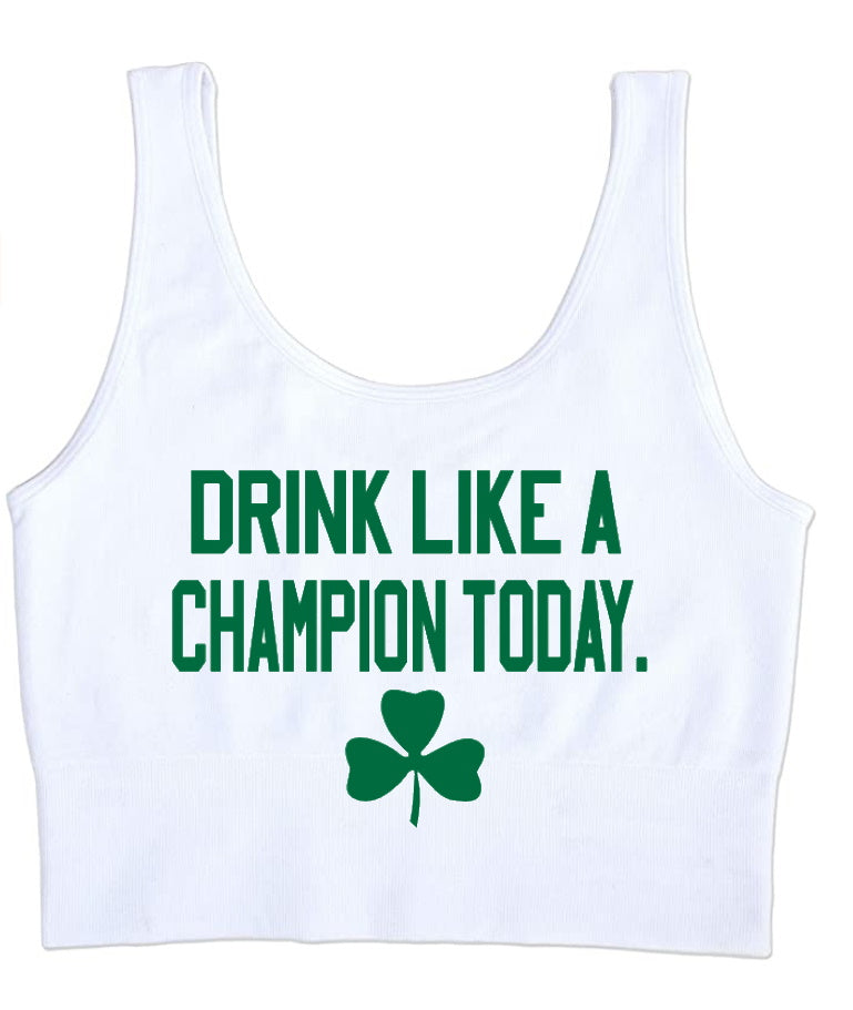 Drink Like A Champion Today Seamless Tank Crop Top (Available in 2 Colors)