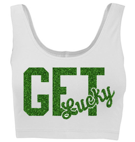 Get Lucky Glitter Tank Crop Top (Available in 2 Colors)