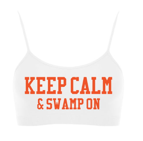 Keep Calm & Swamp On Seamless Spaghetti Strap Super Crop Top (Available in  2 Colors)