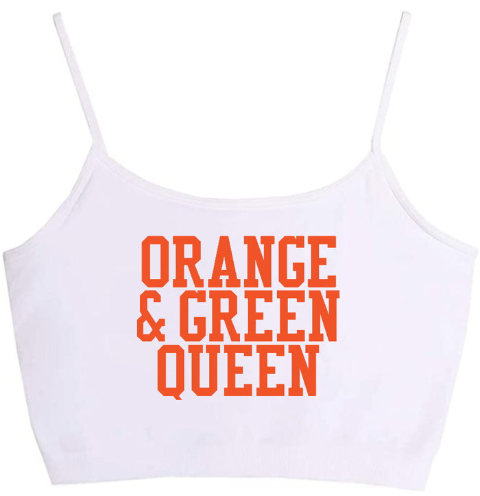 Orange & Green Queen Seamless Crop Top (Available in 2 Colors)