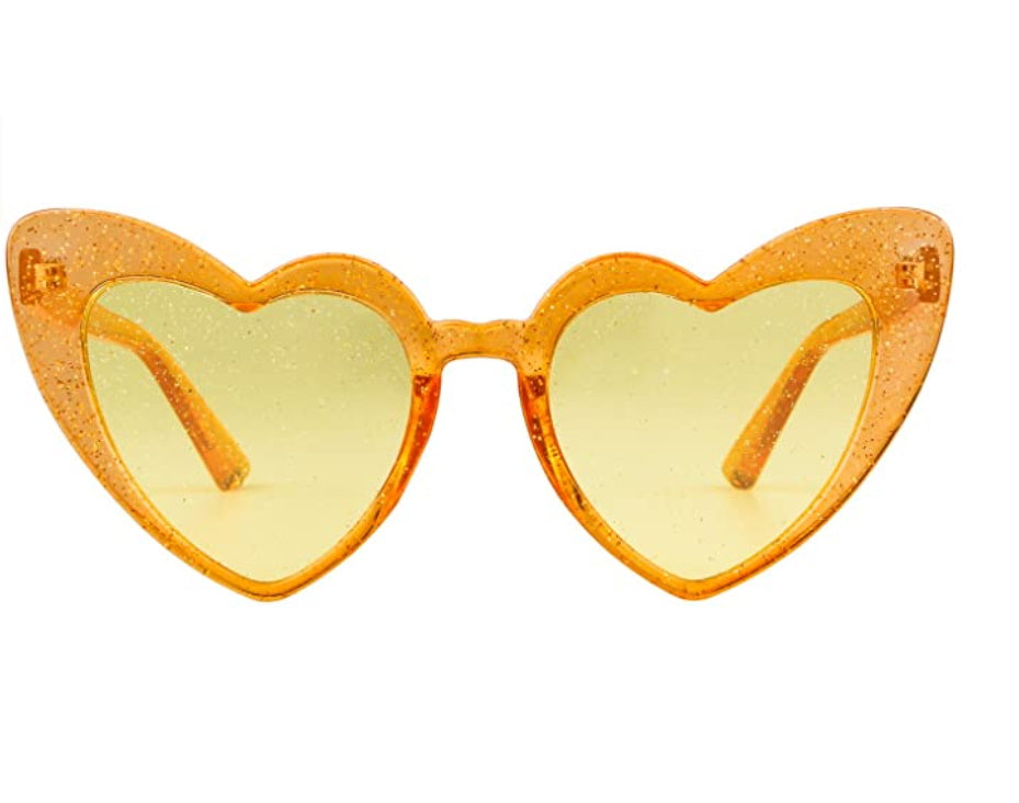 Buy Golden jelly style heart shaped sunglass with black lens for girls,  fully stylish and safe for driving, shopping and playing. Suitable for aged  between 3-10 yrs. at Amazon.in